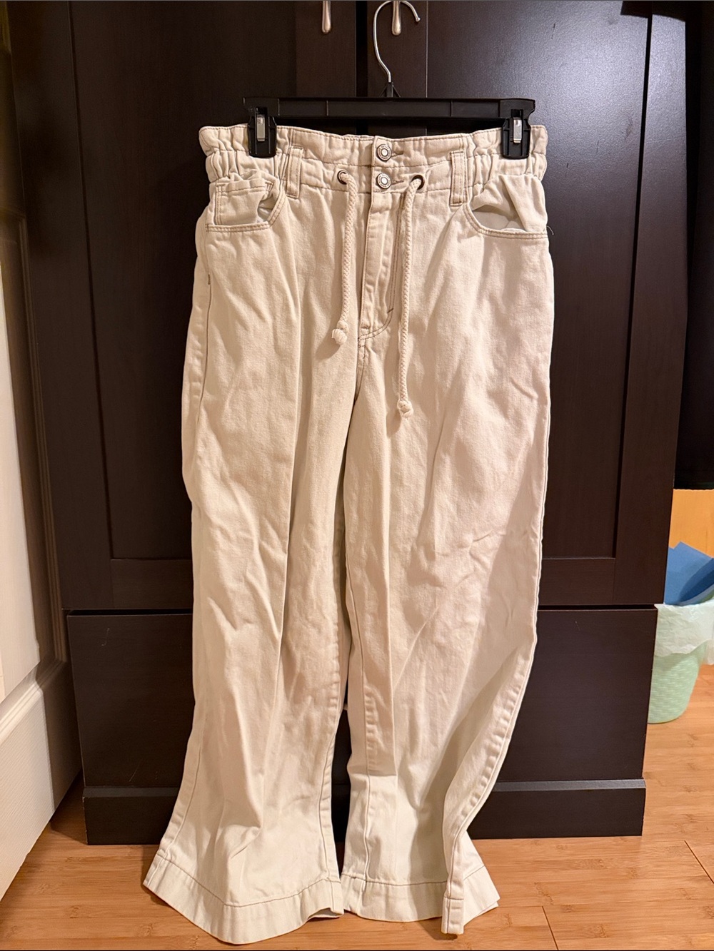 KENSIE JEANS women’s Cream Drawstring Waist Casual Pants